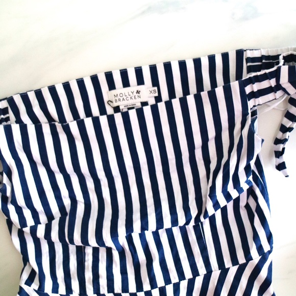 Molly Bracken Off Shoulder Striped A-line Dress - Picture 2 of 3